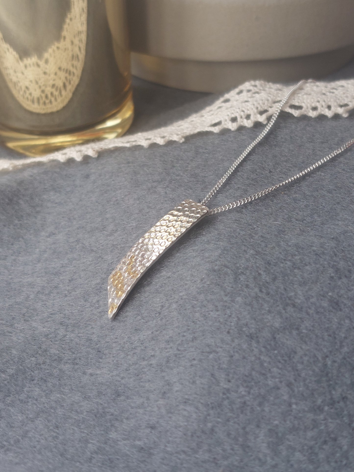 Textured Fine Silver Pendant with Accents of Infused Gold
