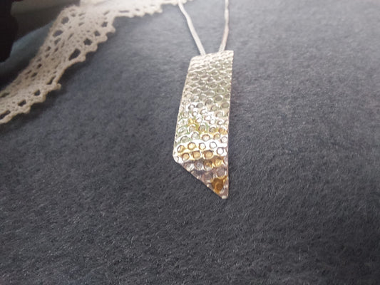 Textured Fine Silver Pendant with Accents of Infused Gold