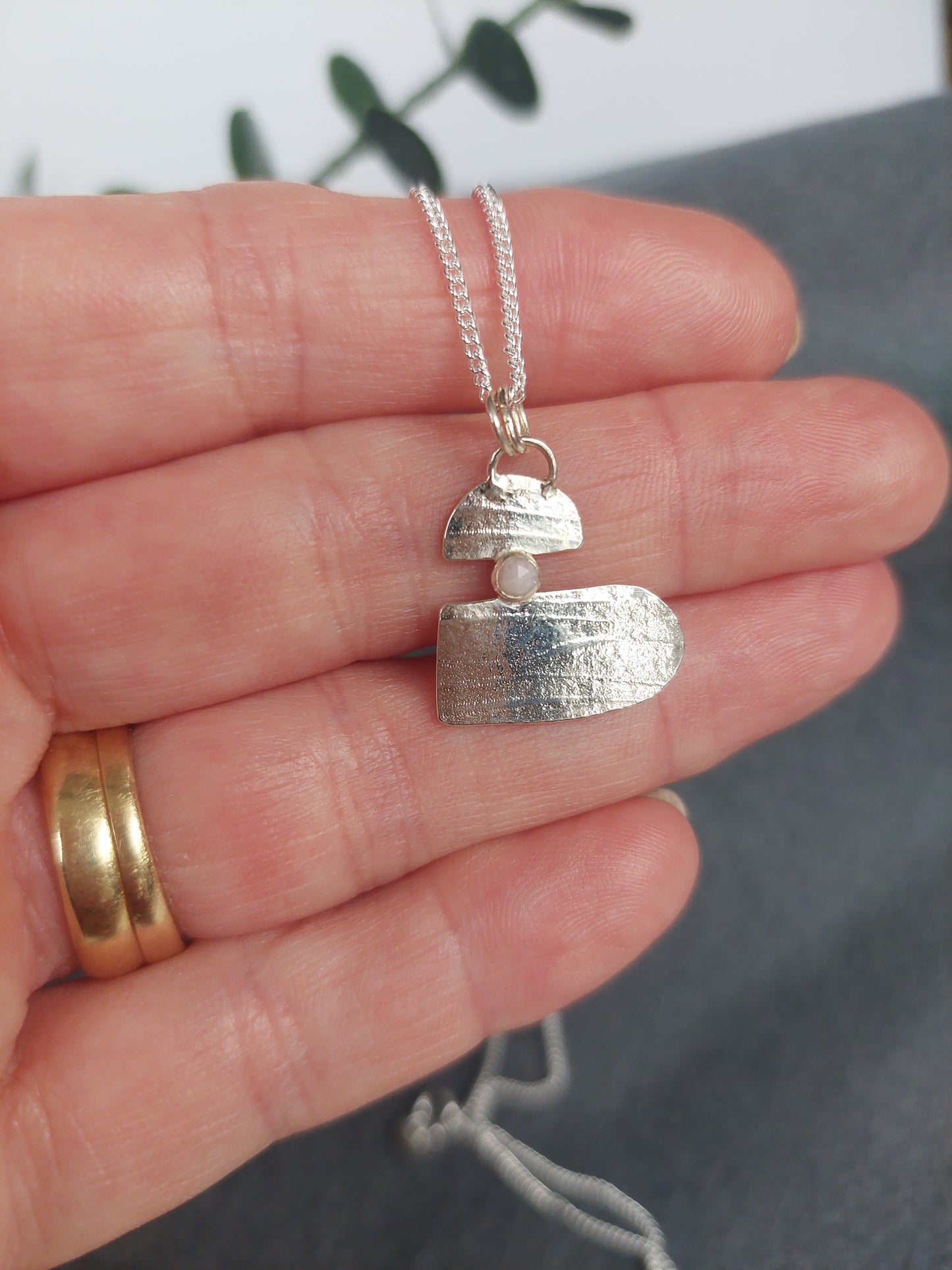 Pink Opal Heart Pendant