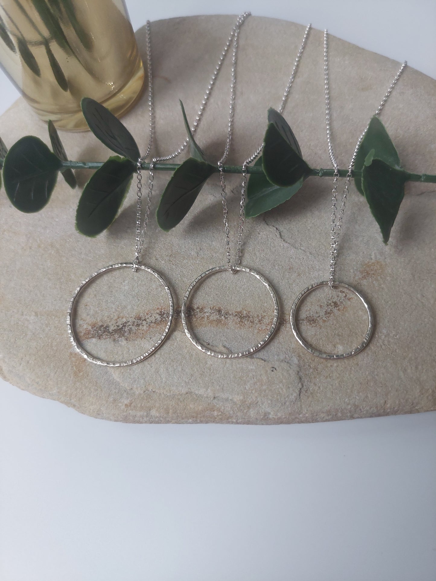 Open Circle Textured Silver Pendant - 3 sizes available.