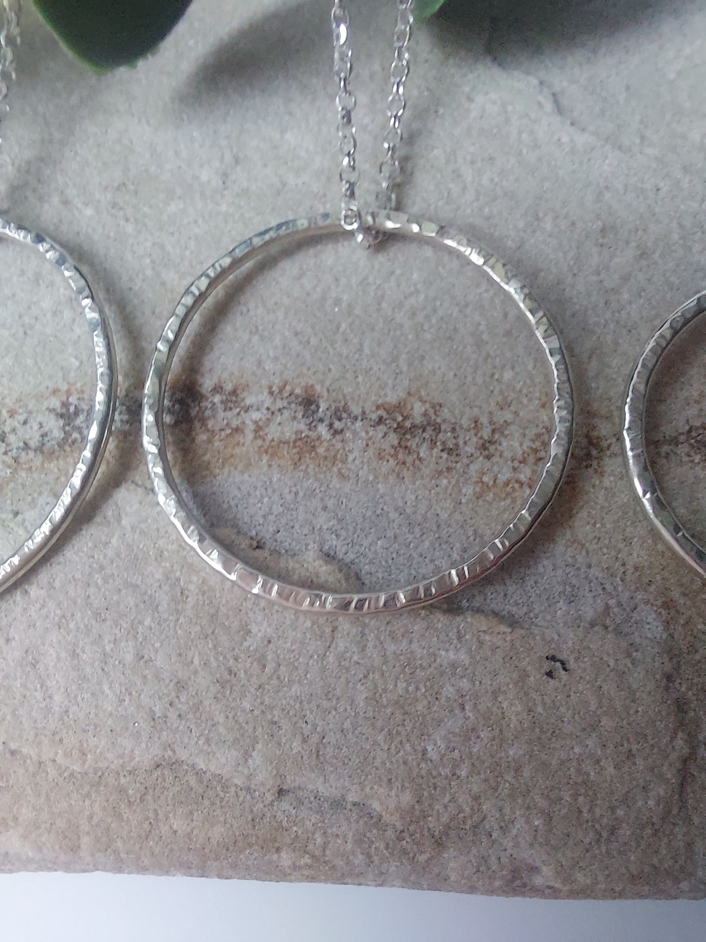 Open Circle Textured Silver Pendant - 3 sizes available.
