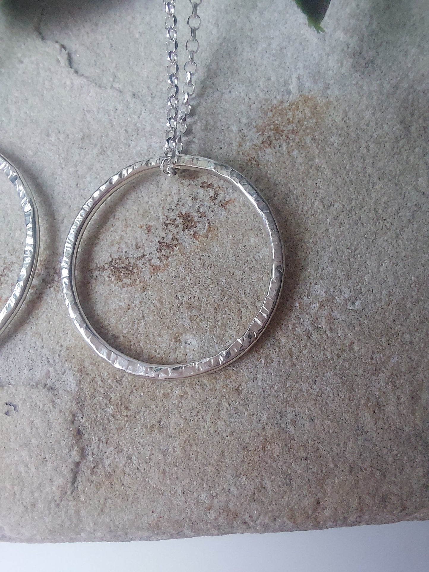 Open Circle Textured Silver Pendant - 3 sizes available.