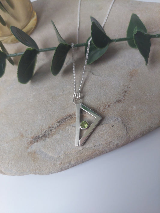 Contemporary Sterling Silver and Peridot Pendant