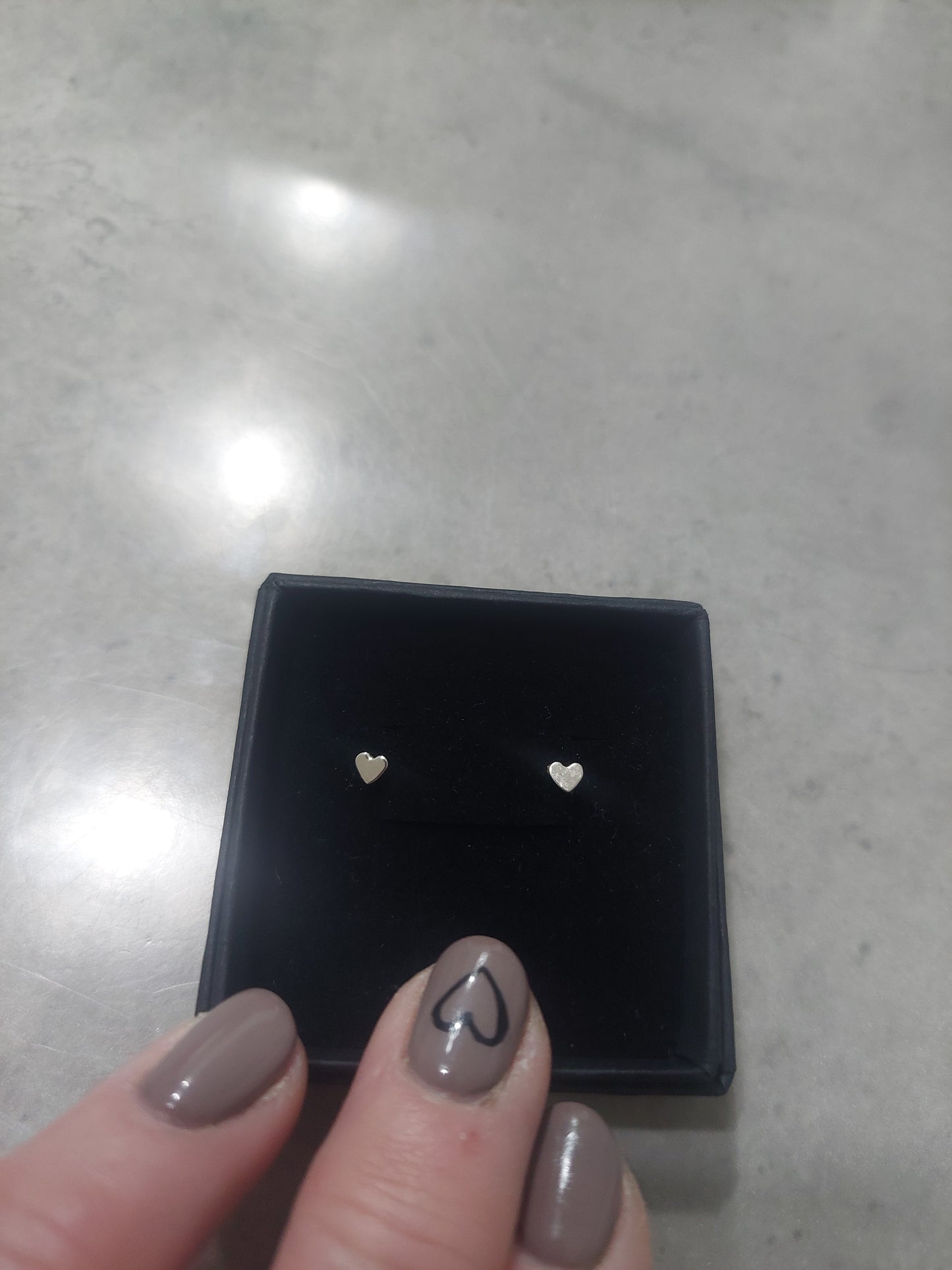 Tiny Silver Heart Stud Earrings