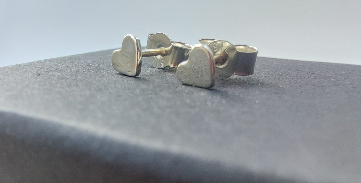 Small Silver heart Stud Earrings