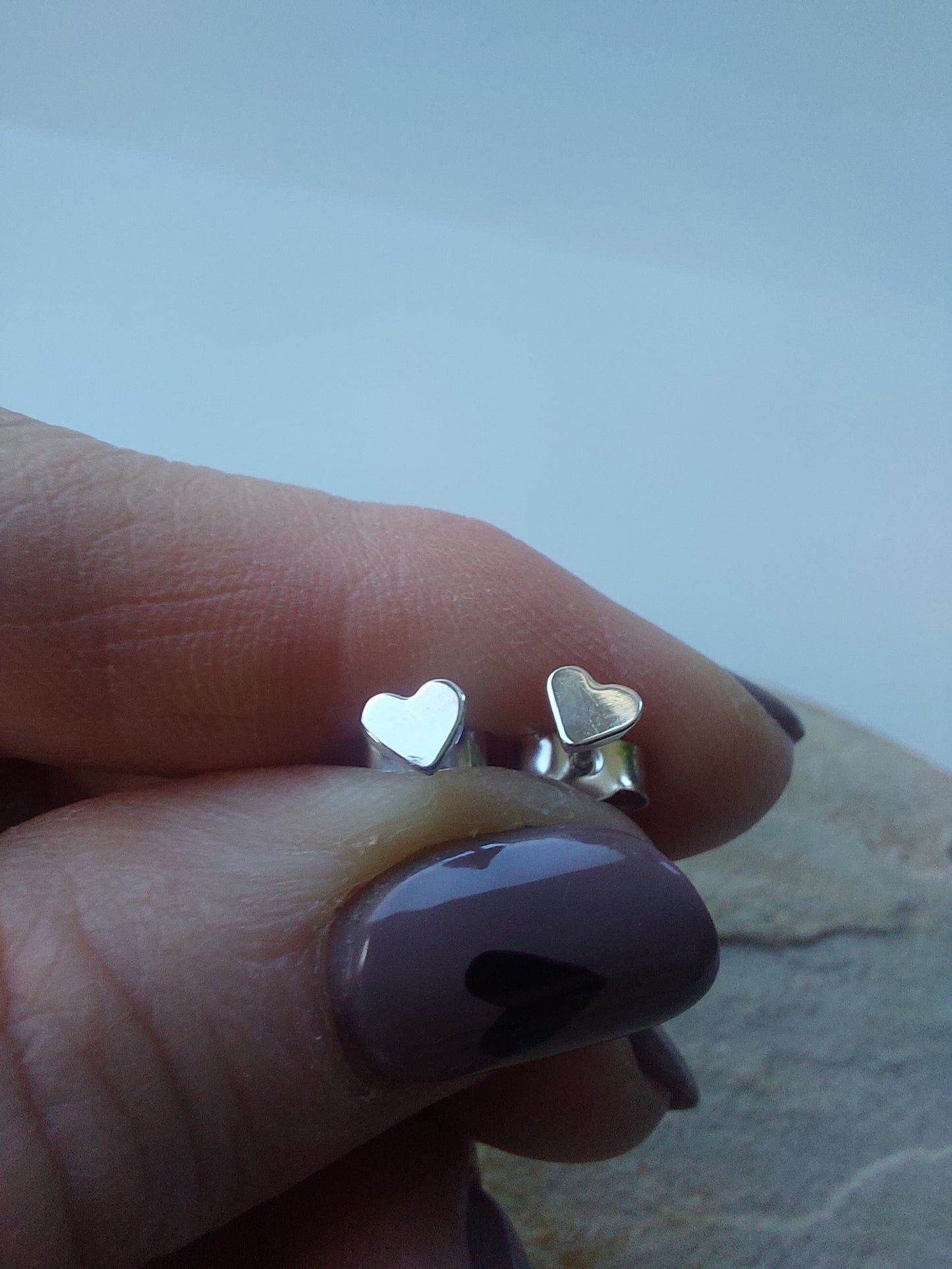 Small Silver heart Stud Earrings