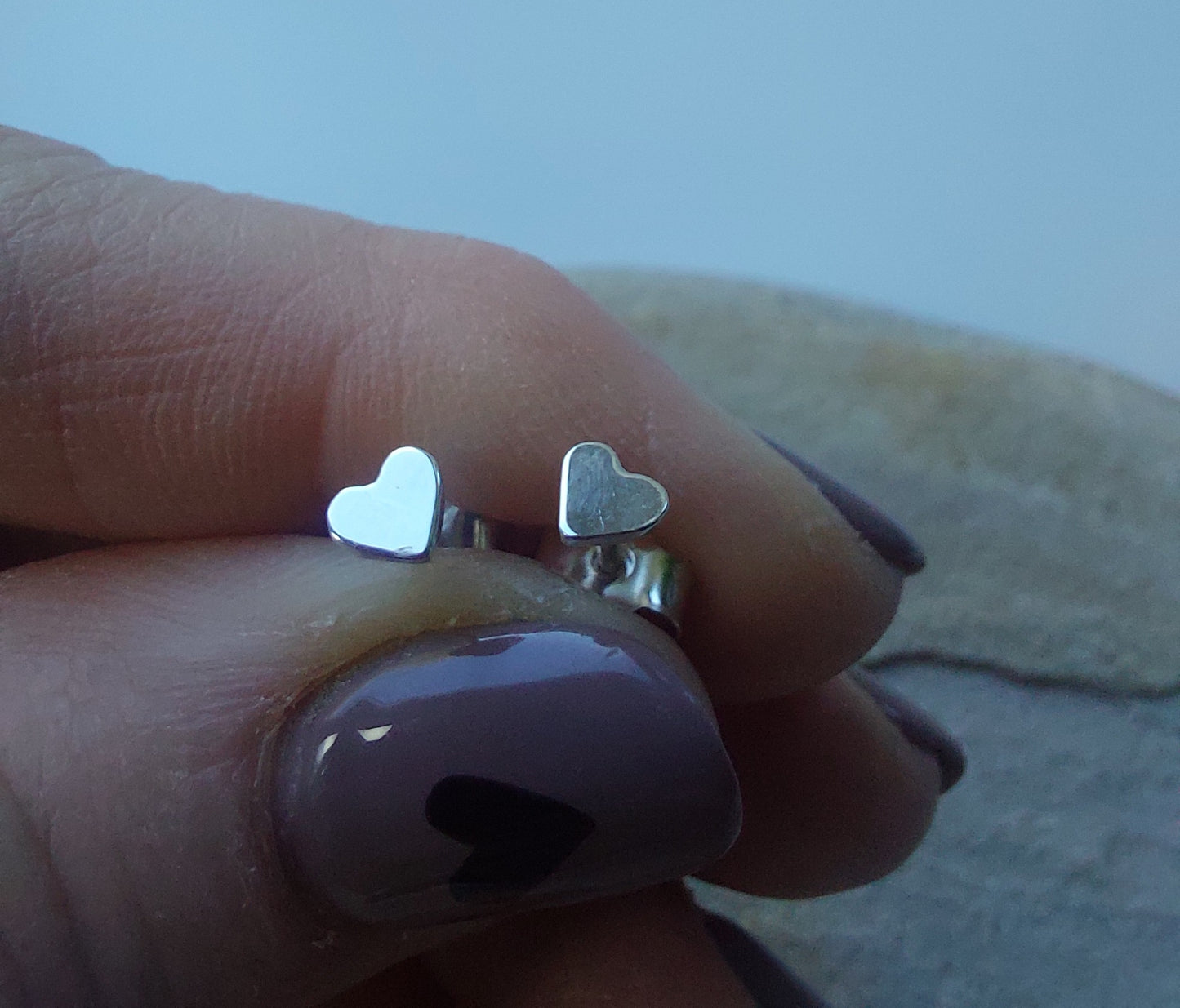 Small Silver heart Stud Earrings