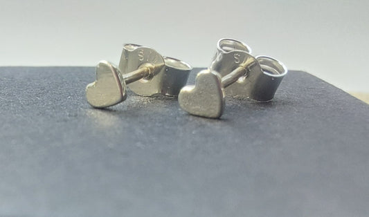Tiny Silver Heart Stud Earrings