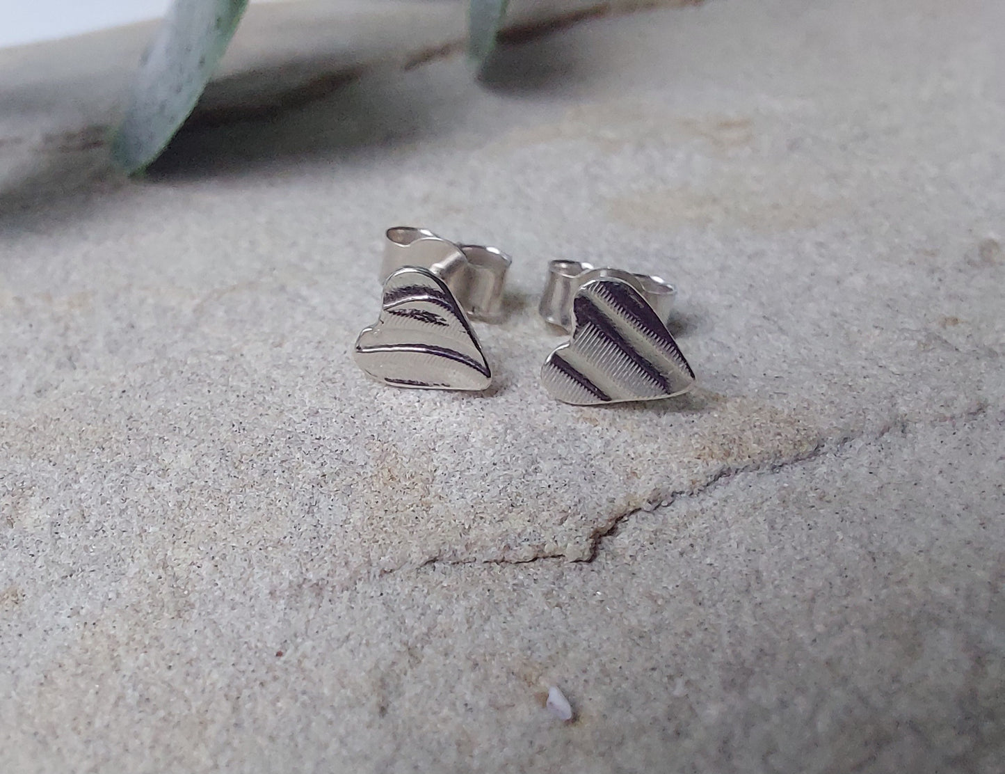 Textured Heart Stud Earrings