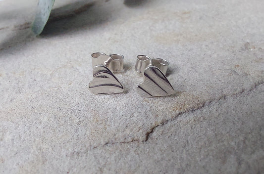 Textured Heart Stud Earrings