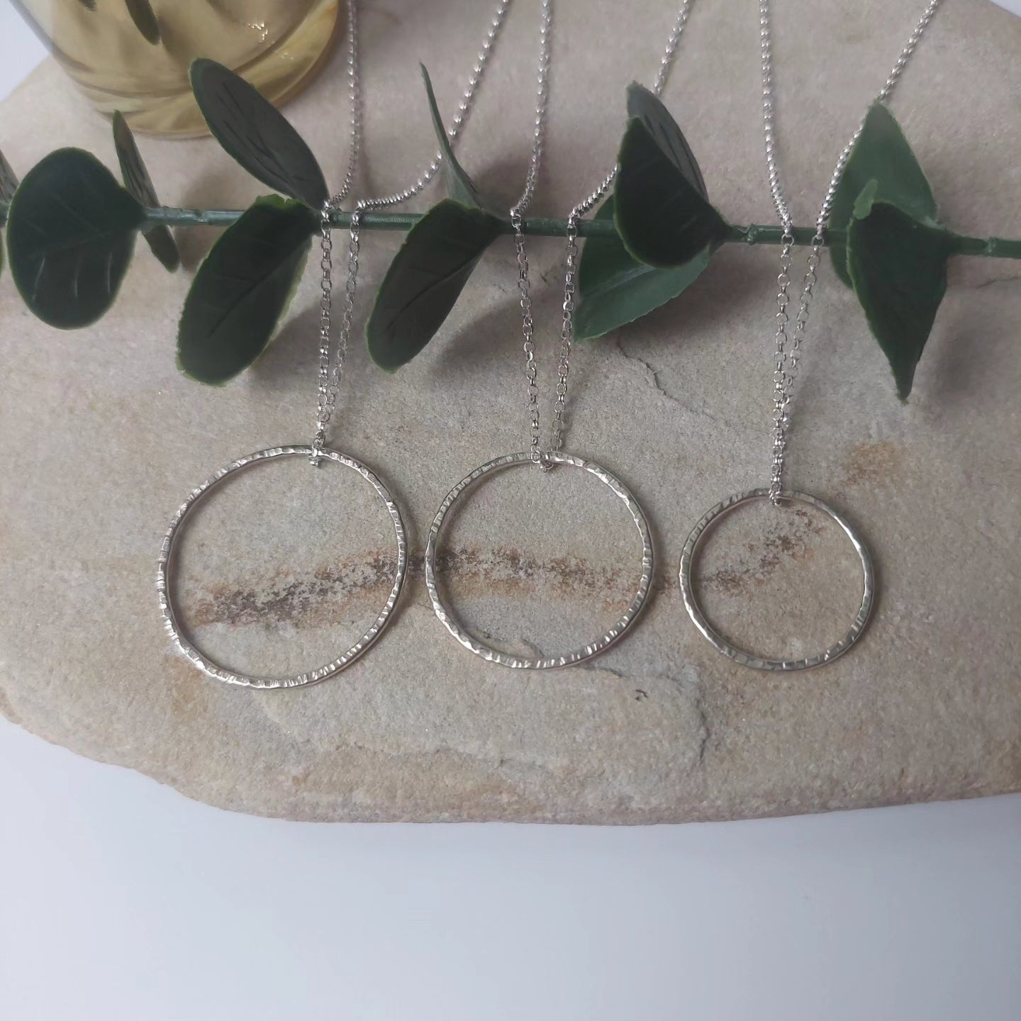 Open Circle Textured Silver Pendant - 3 sizes available.