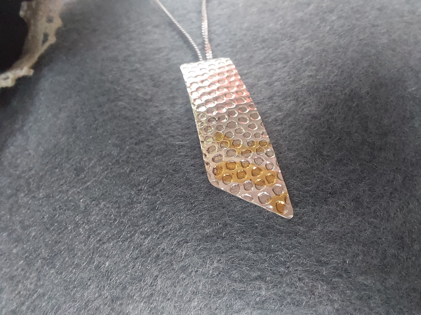 Textured Fine Silver Pendant with Accents of Infused Gold