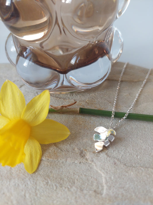 Sterling Silver Monstera Leaf Pendant Necklace