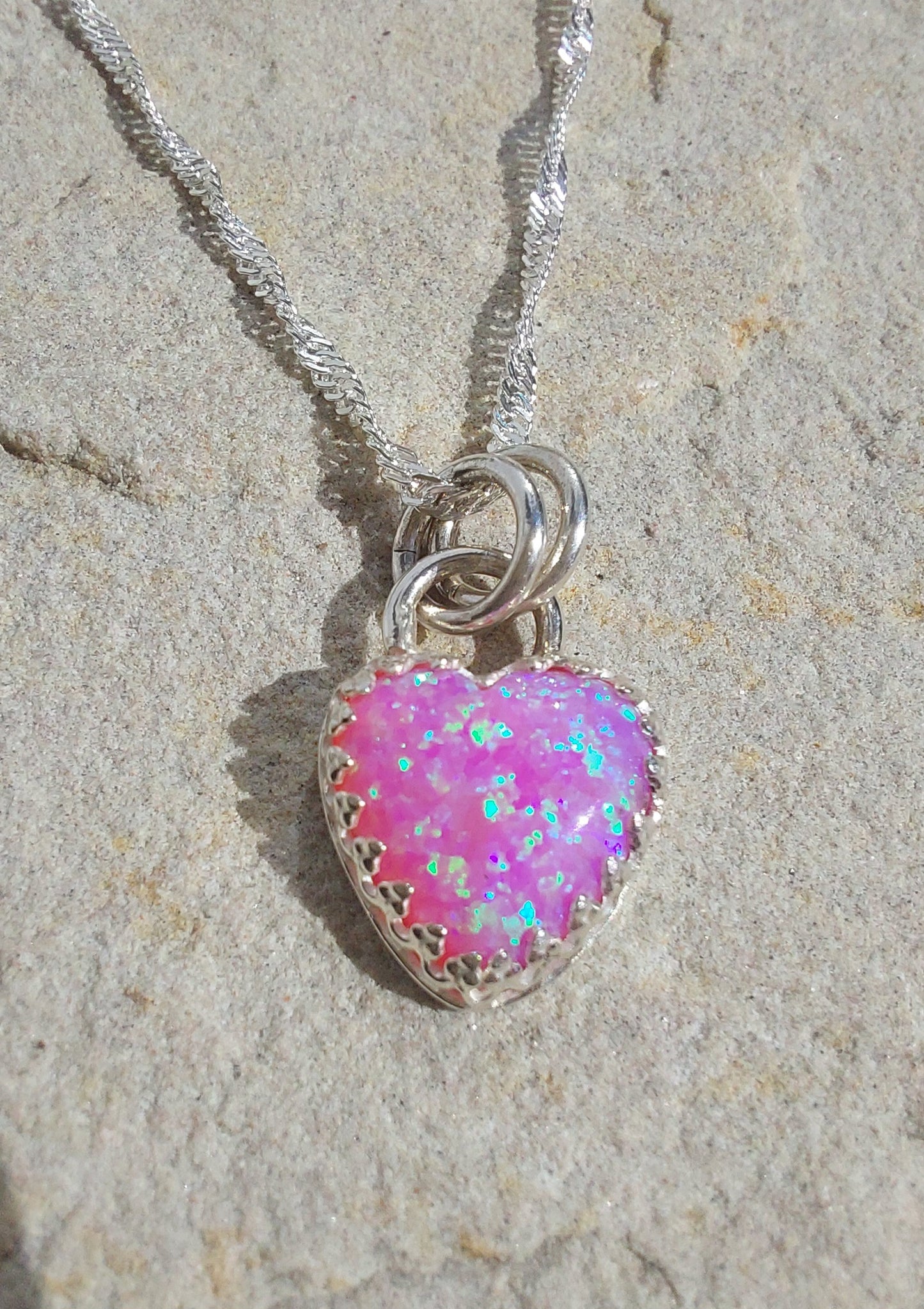 Pink Opal Heart Pendant