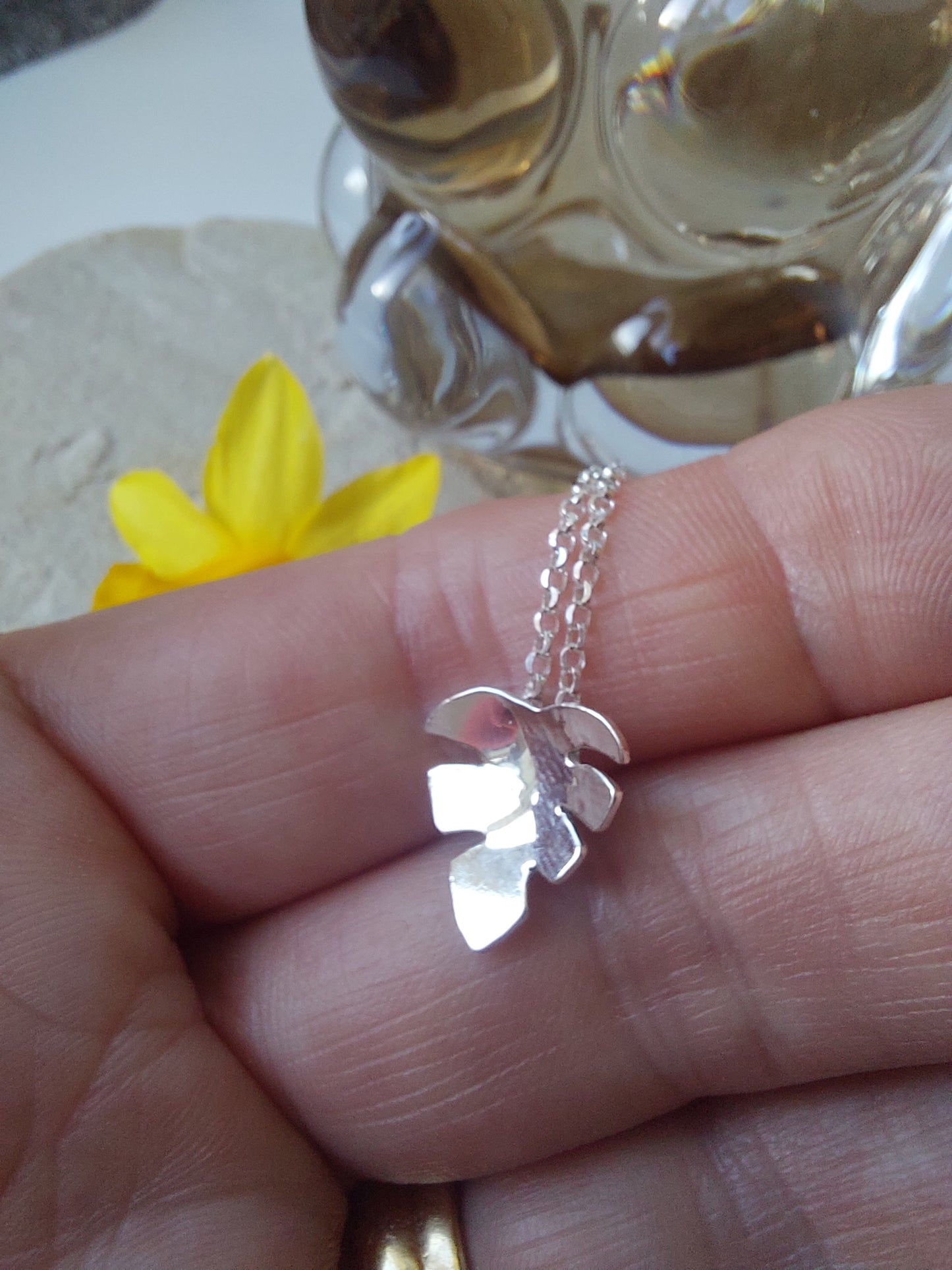 Sterling Silver Monstera Leaf Pendant Necklace