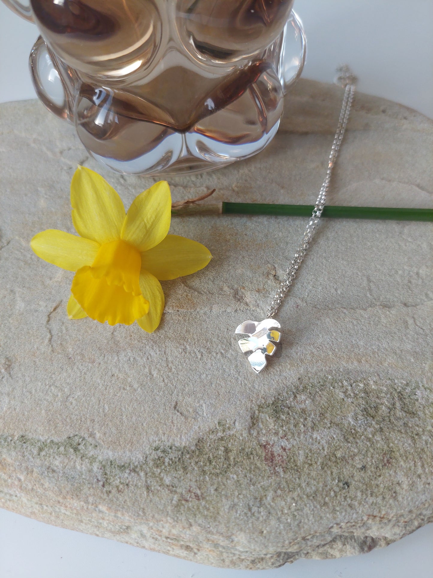 Sterling Silver Monstera Leaf Pendant Necklace