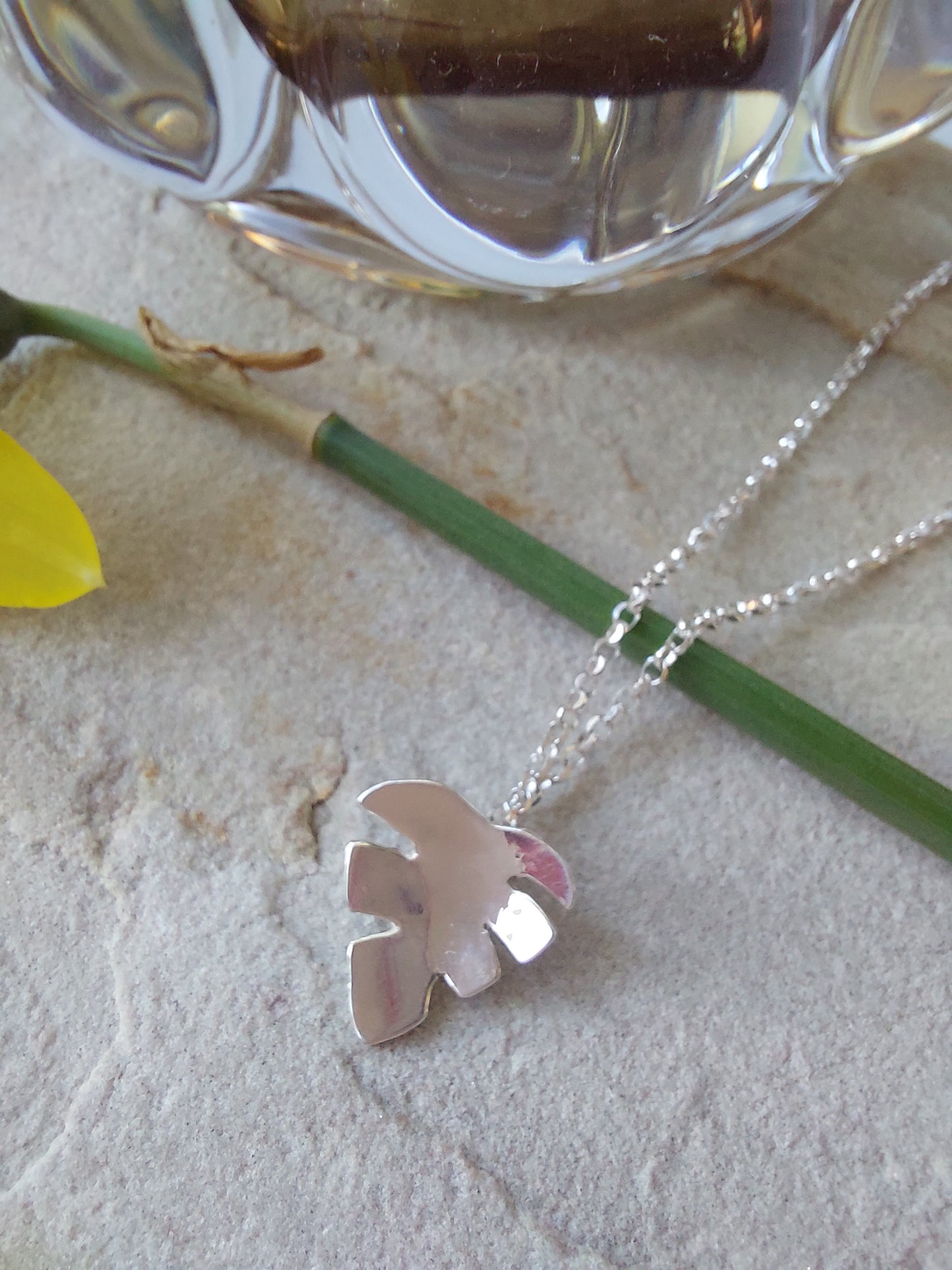 Sterling Silver Monstera Leaf Pendant Necklace