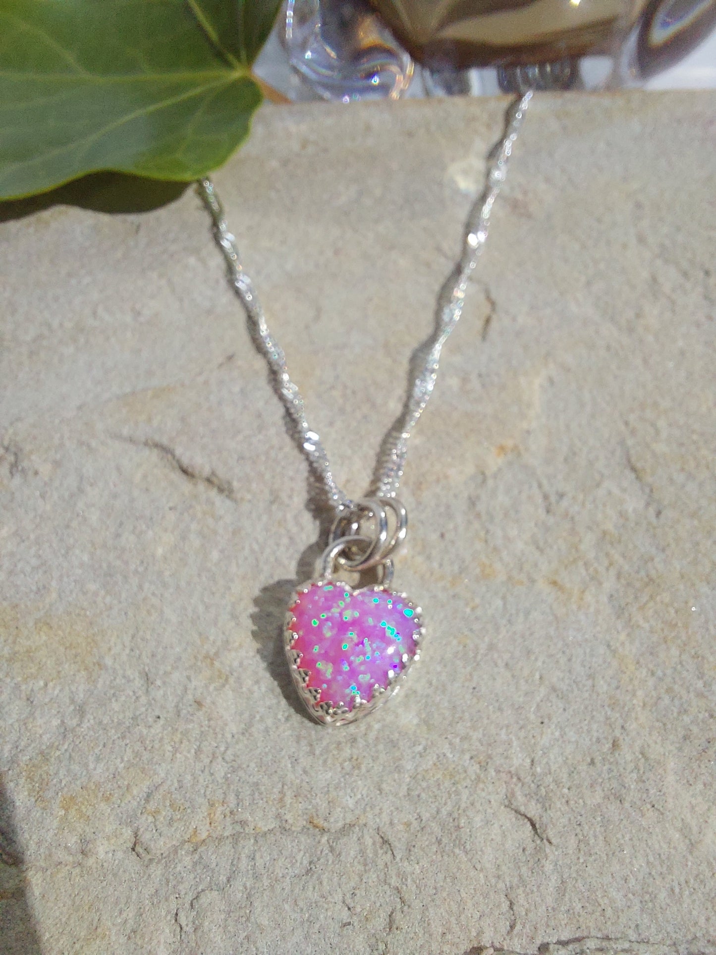Pink Opal Heart Pendant