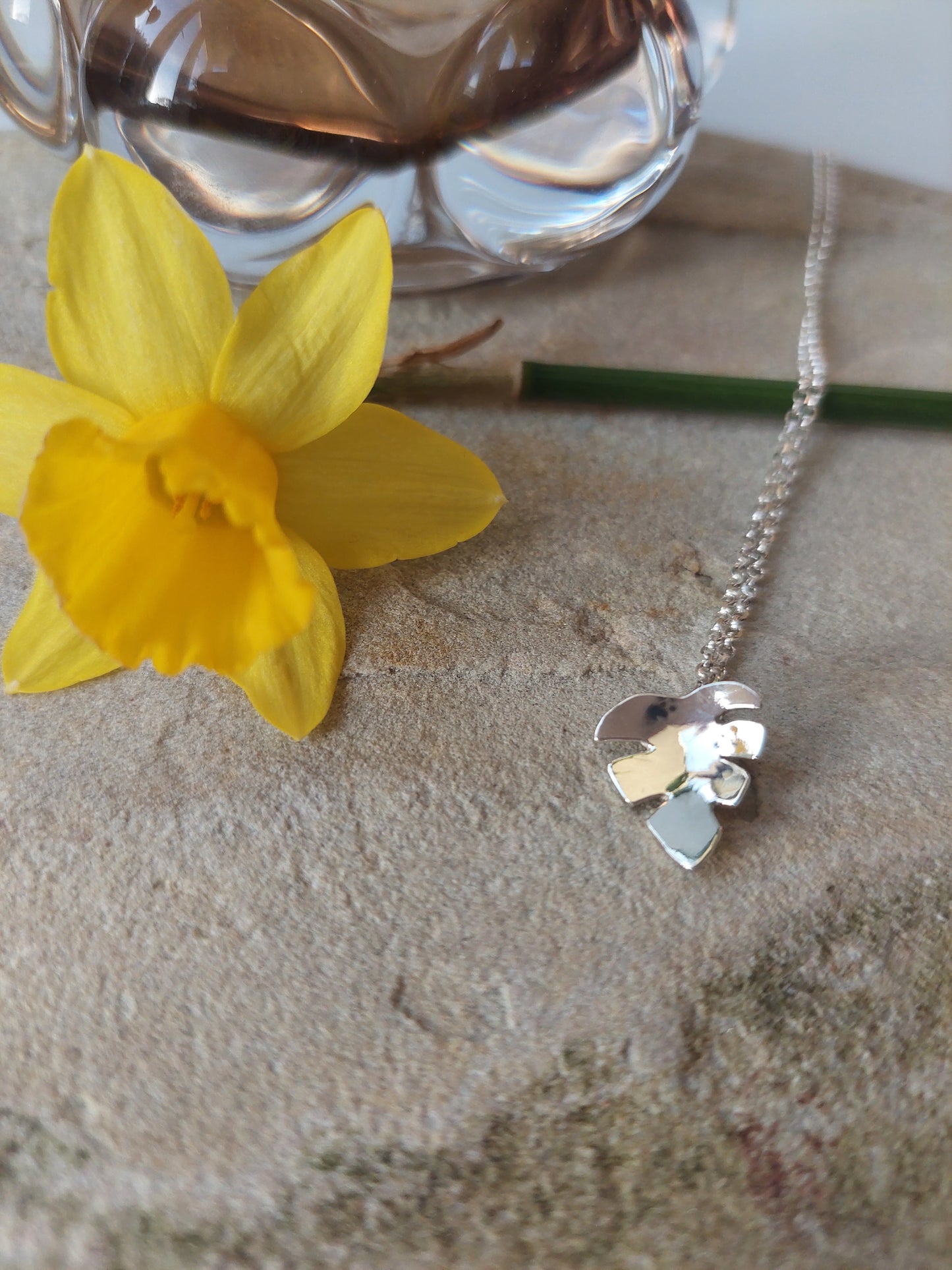 Sterling Silver Monstera Leaf Pendant Necklace