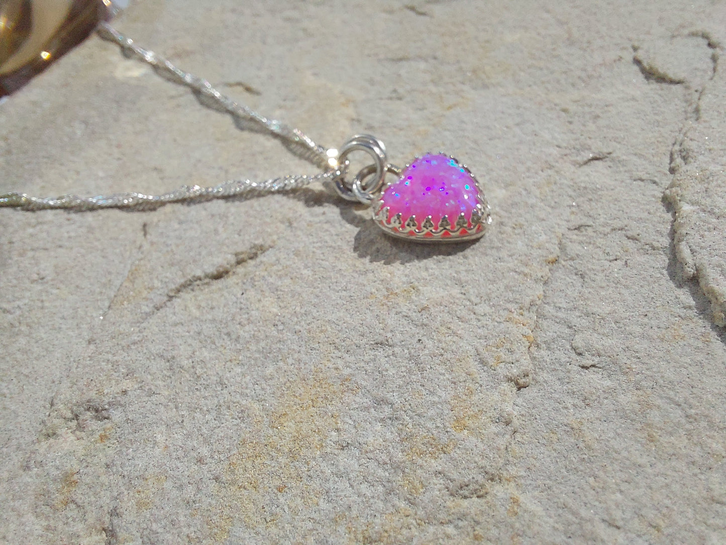 Pink Opal Heart Pendant