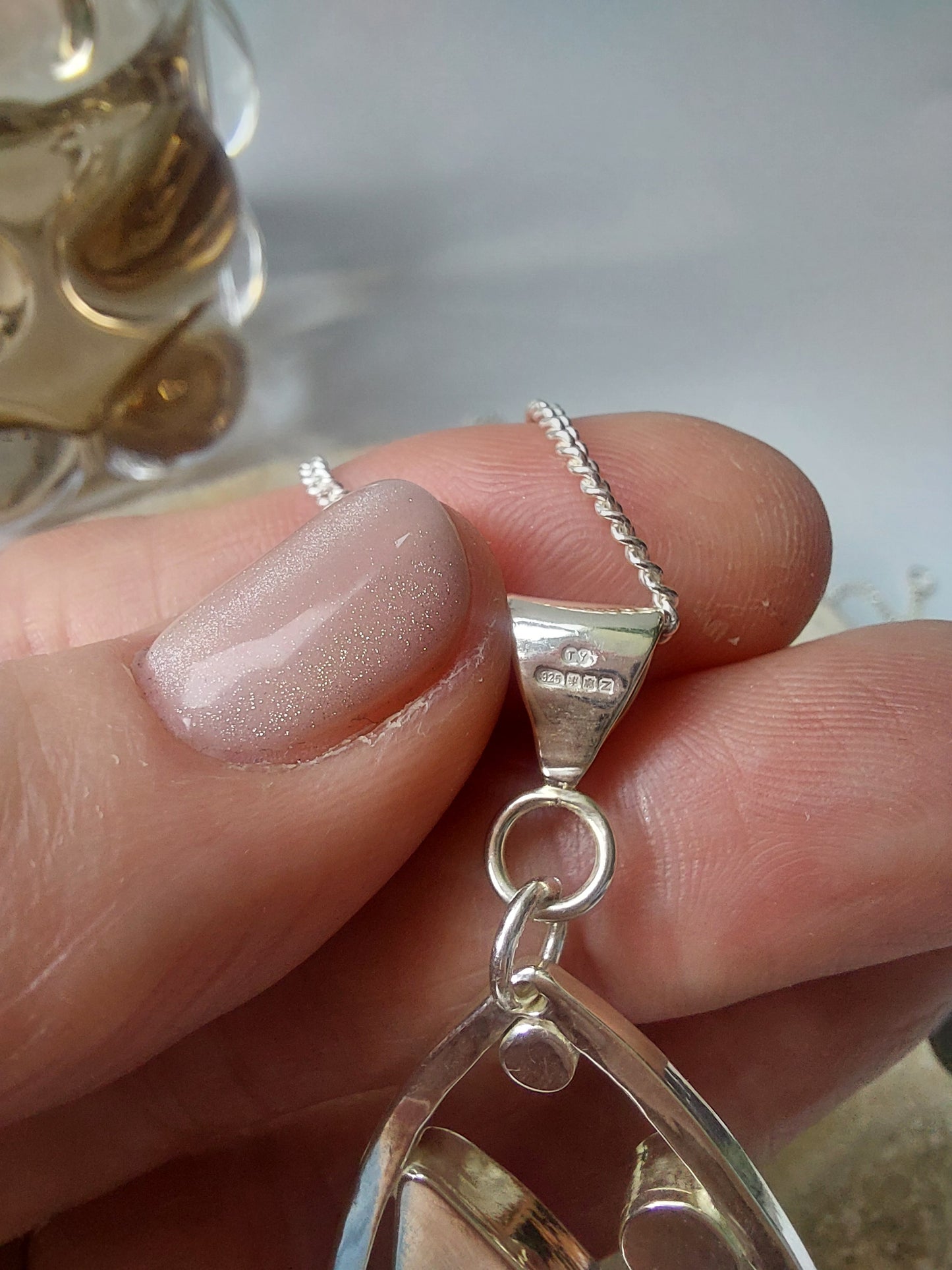 Silver and Gemstone Contemporary Pink Pendant