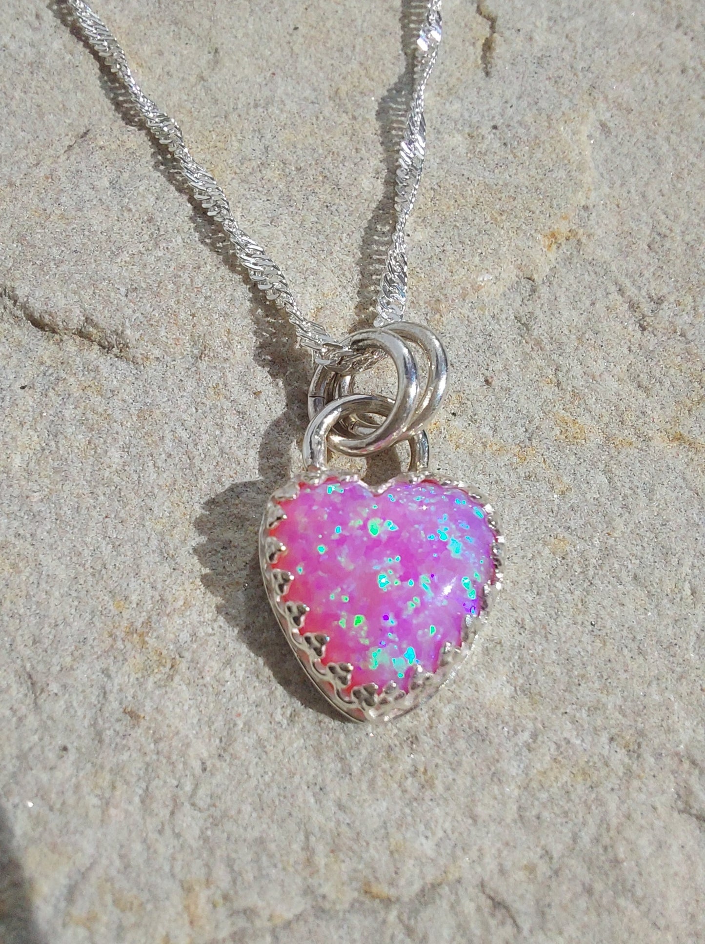 Pink Opal Heart Pendant
