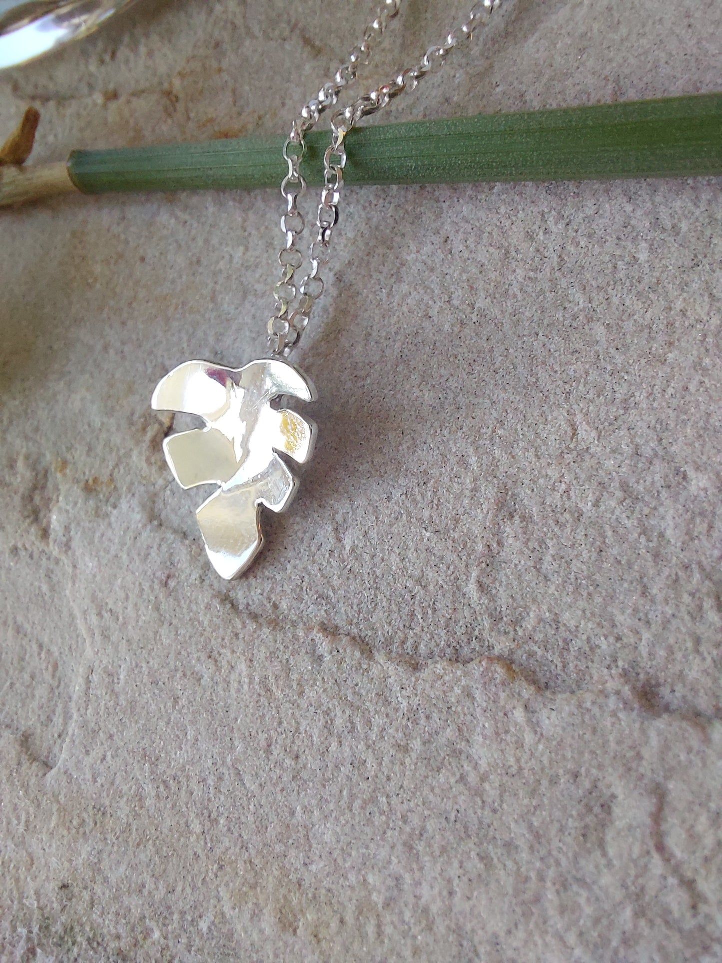 Sterling Silver Monstera Leaf Pendant Necklace