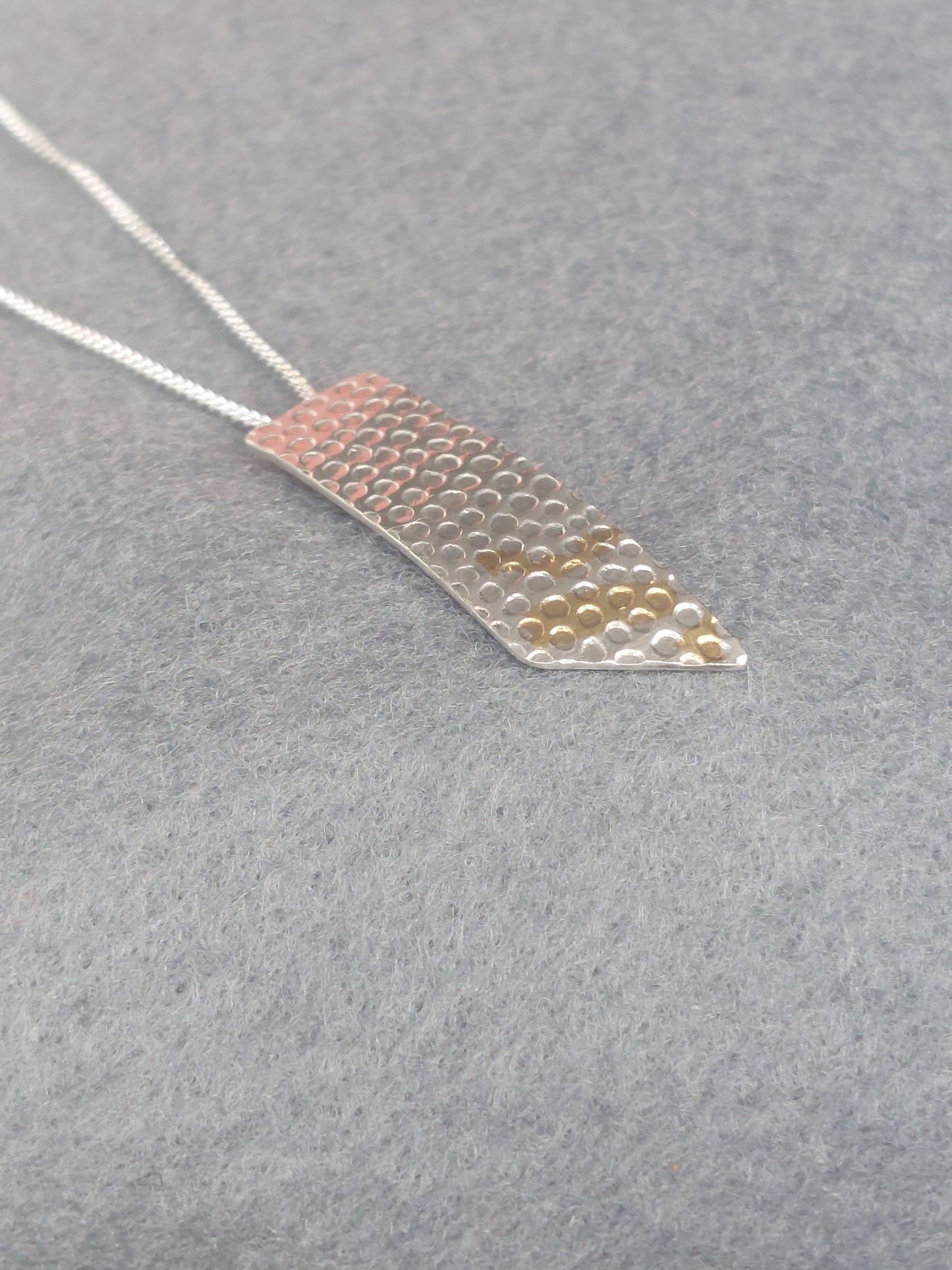 Textured Fine Silver Pendant with Accents of Infused Gold