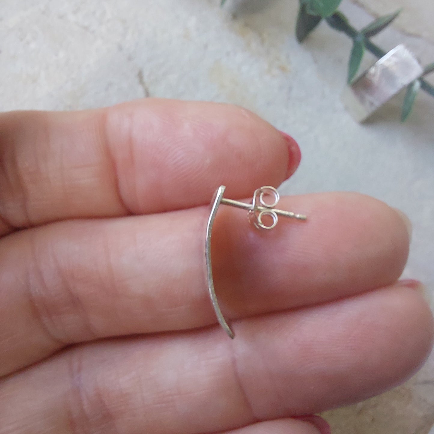 Oblong Star Textured Silver Earrings