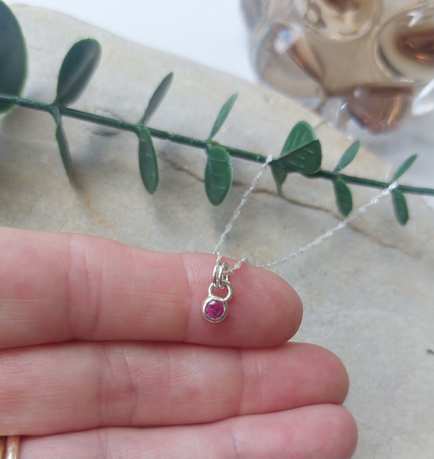Stunning Lab Ceylon Sapphire and Silver Solitaire Pendant