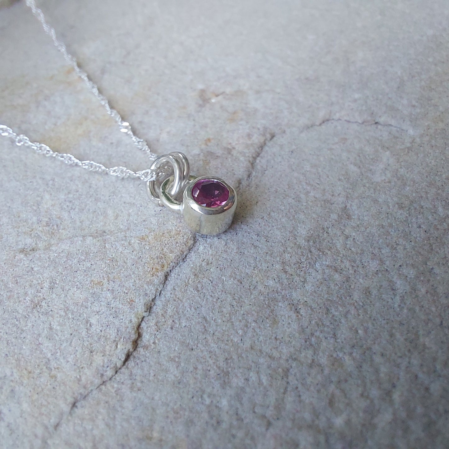 Stunning Lab Ceylon Sapphire and Silver Solitaire Pendant