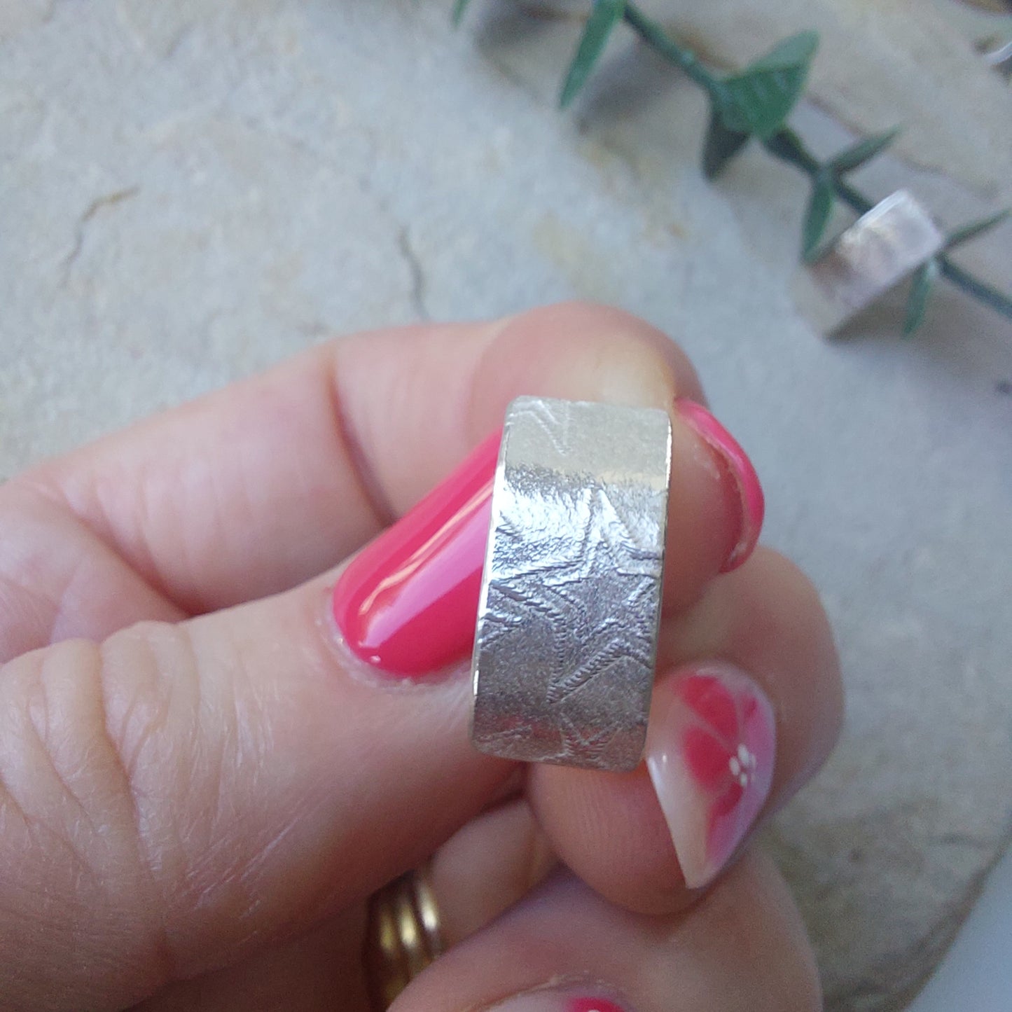 Oblong Star Textured Silver Earrings