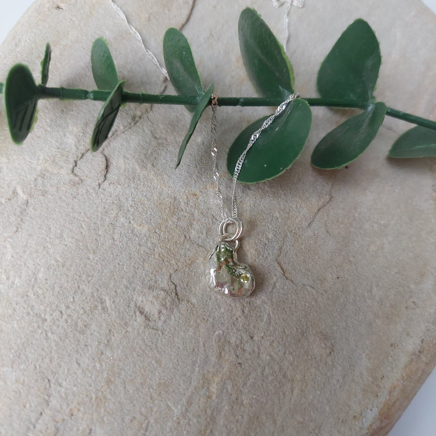 'Melt My Heart' - Molten Sterling Silver Heart Pendant with a Yellow CZ Sparkle