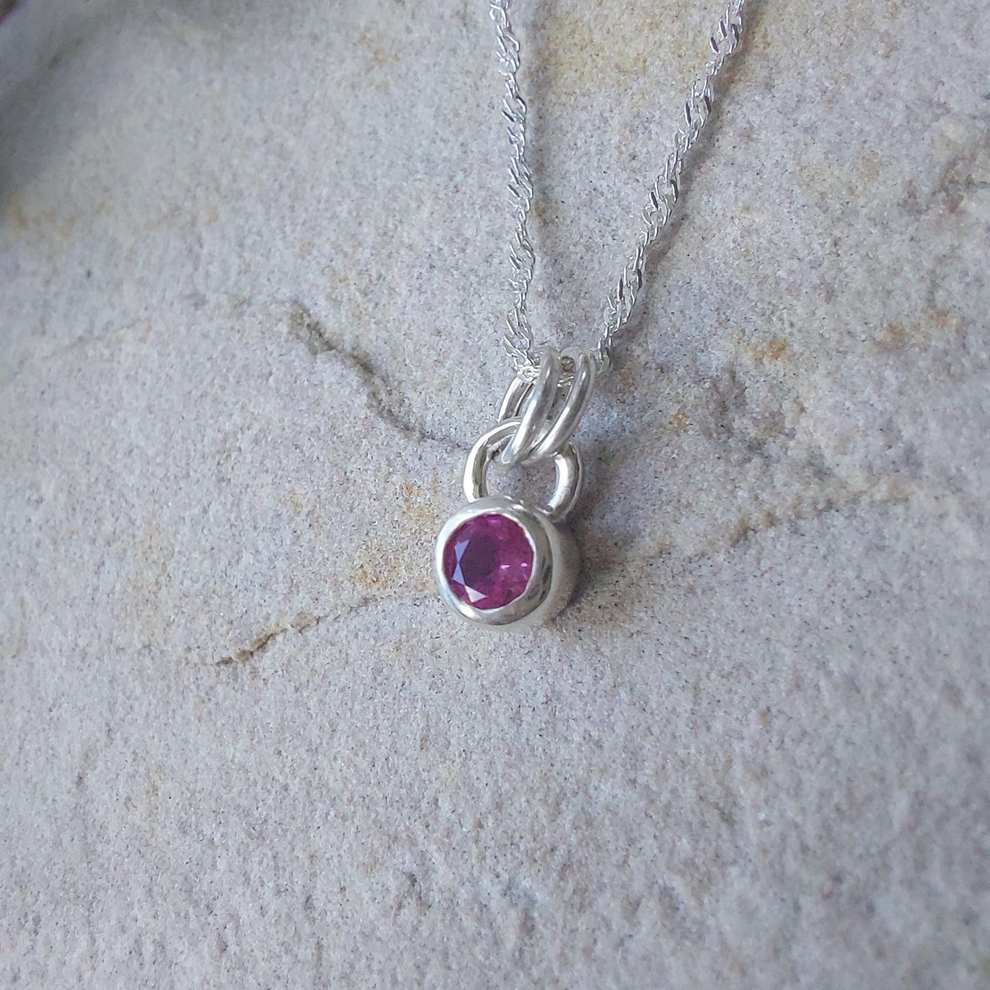 Stunning Lab Ceylon Sapphire and Silver Solitaire Pendant