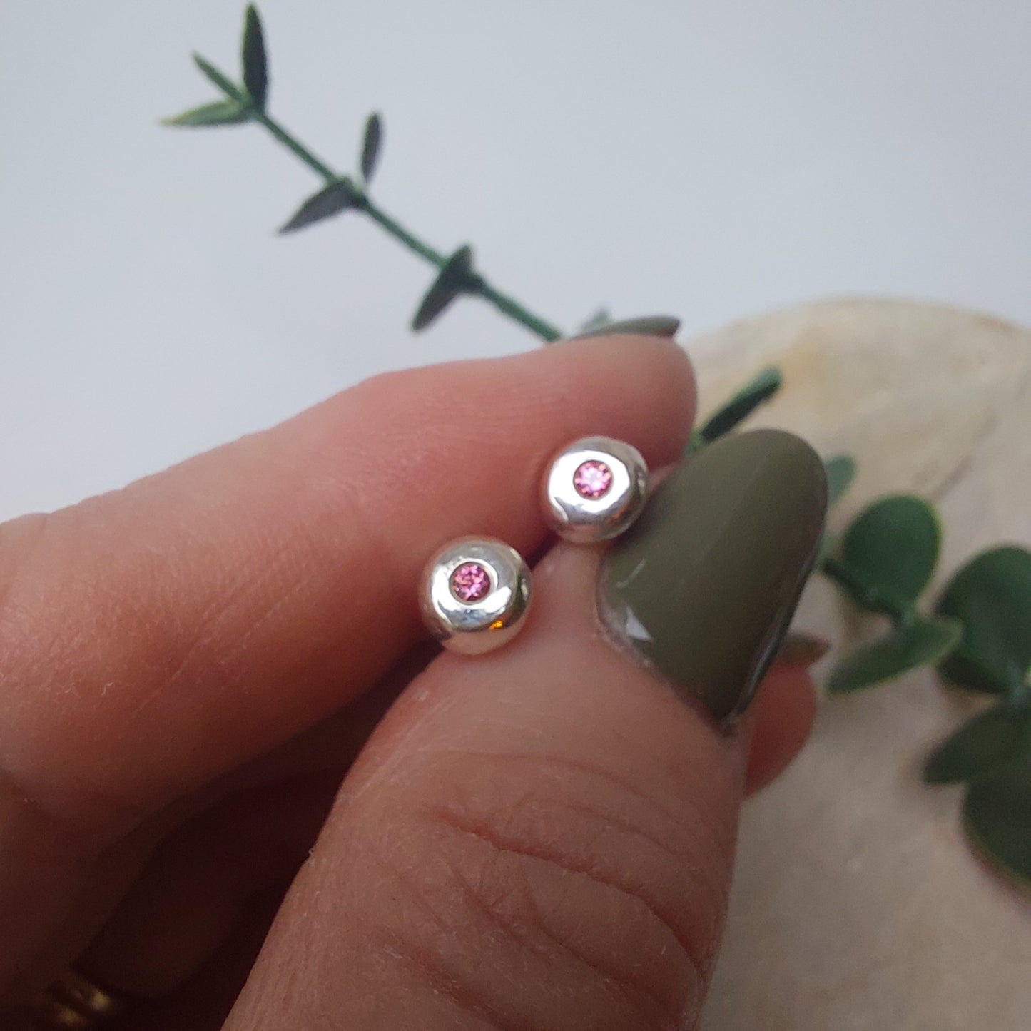 Sterling Silver Cubic Zirconia Stud Earrings – Timeless Pink CZ Stone Set Studs for Women.