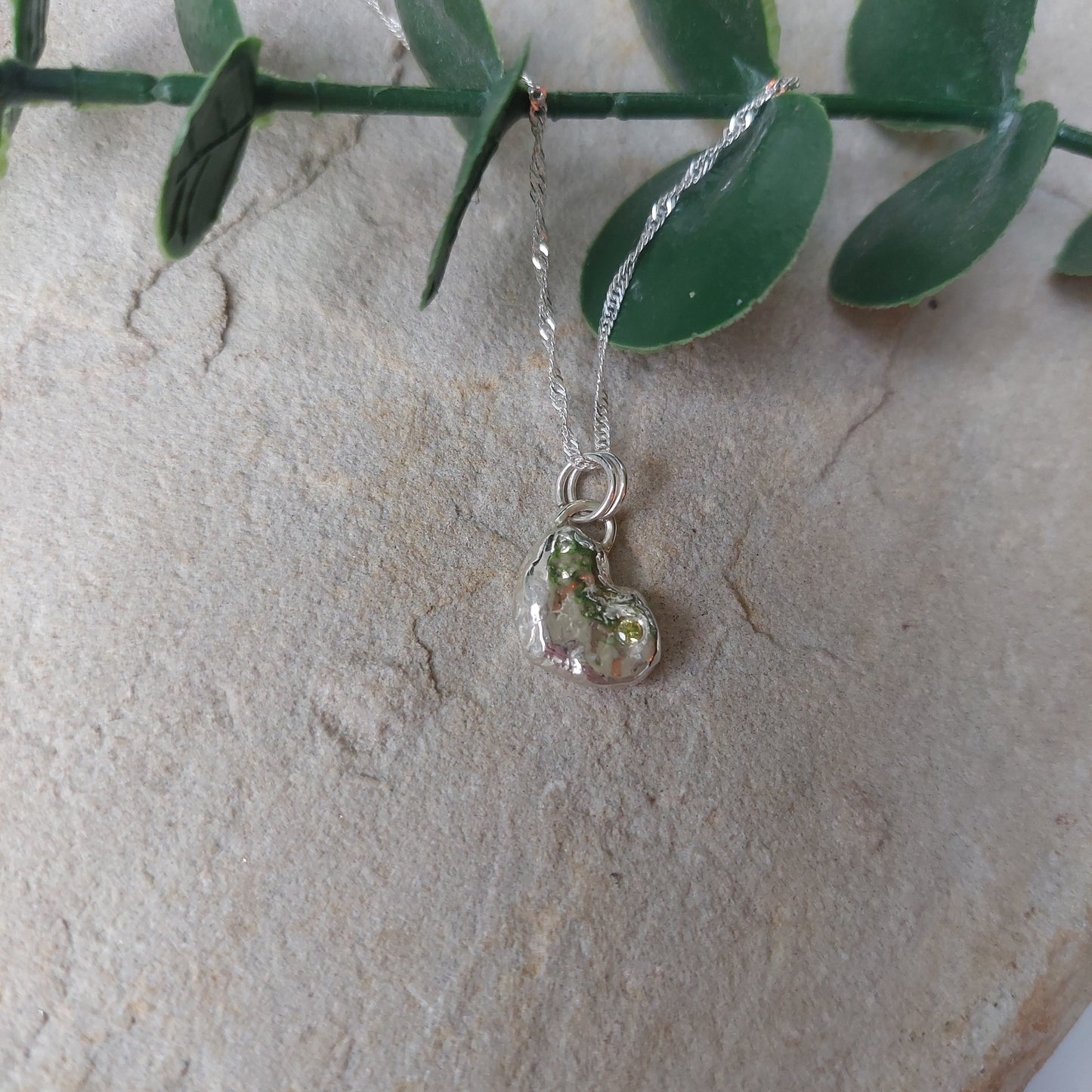 'Melt My Heart' - Molten Sterling Silver Heart Pendant with a Yellow CZ Sparkle