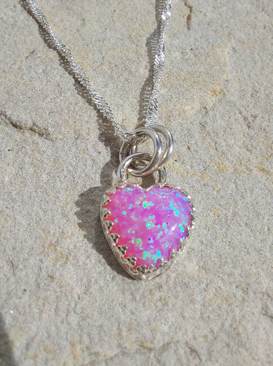 Pink Opal Heart Pendant